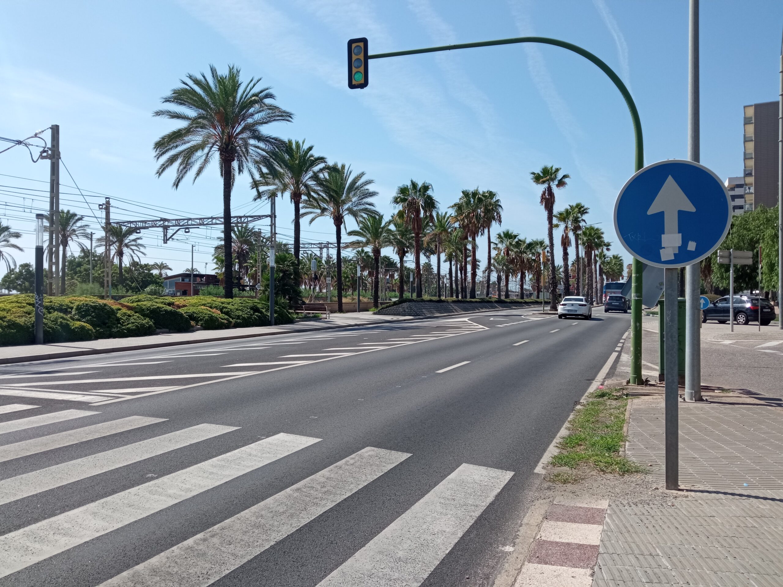 La carretera N-II al seu pas per Mataró